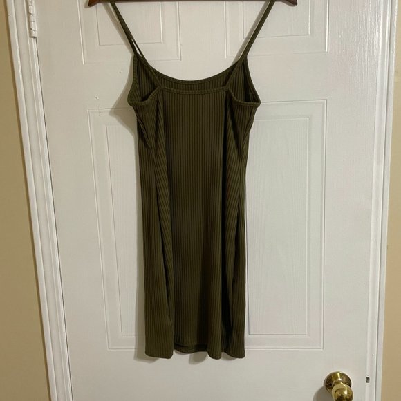Urban Outfitters Ribbed Military Green Jersey Mini Dress - Picture 3 of 4